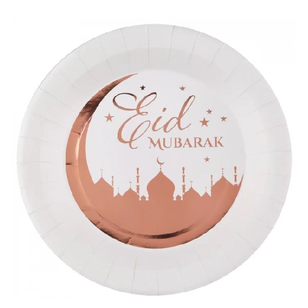 10 Eid Mubarak Pappteller roségold