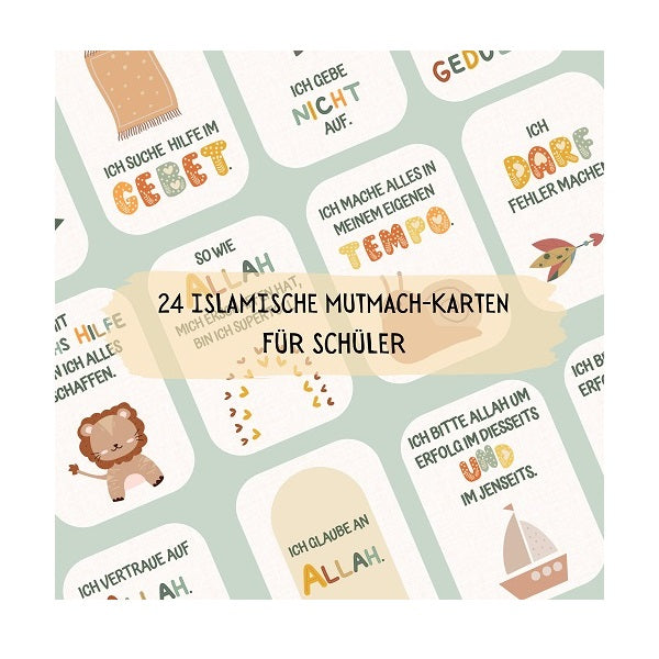 Islamische Mutmach-Karten für Kinder (mit Ministaffelei)