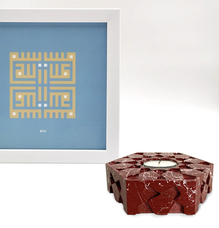 Teelichthalter aus Beton – 1 Stück (Bordeauxrot)